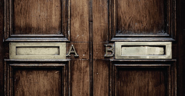 door with A and B mailbox slot